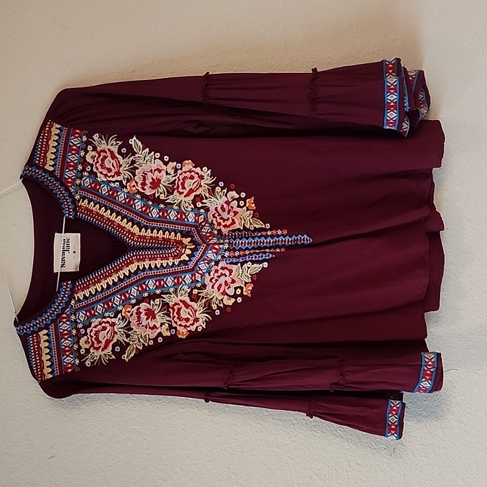Maroon embroidered blouse
